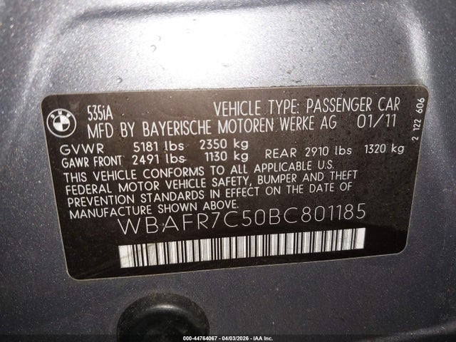 2011 BMW 535I WBAFR7C50BC801185 Photo 8