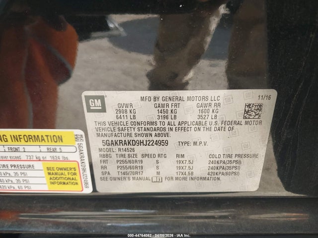 5GAKRAKD9HJ224959 Buick Enclave Convenience