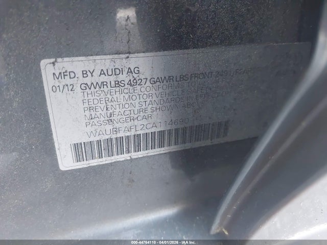 2012 AUDI A4 WAUBFAFL2CA114690 Photo 8