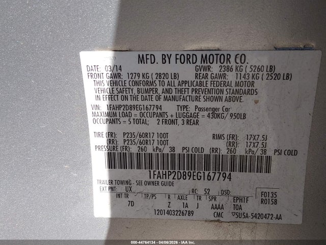 Продаж на аукціоні авто 2014 Ford Taurus Se, vin: 1FAHP2D89EG167794, номер лоту: 44764134