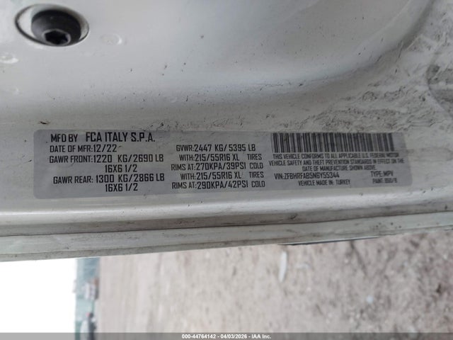 Продаж на аукціоні авто 2022 Ram Promaster City Tradesman, vin: ZFBHRFAB5N6Y55344, номер лоту: 44764142
