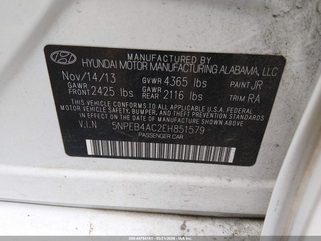 Hyundai SONATA GLS 2014 5NPEB4AC2EH851579 Image 9