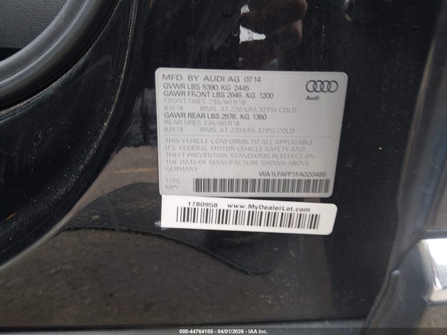 Продаж на аукціоні авто 2015 Audi Q5 2.0t Premium, vin: WA1LFAFP1FA020485, номер лоту: 44764185