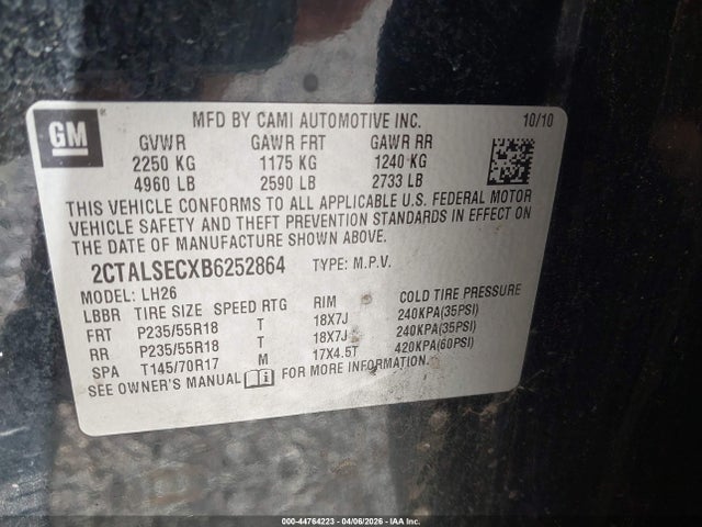 Продаж на аукціоні авто 2011 Gmc Terrain Sle-2, vin: 2CTALSECXB6252864, номер лоту: 44764223