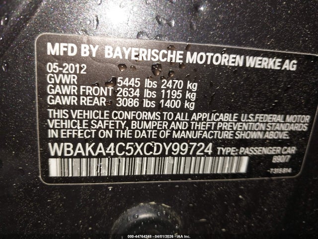 Aukcja sprzedaży 2012 Bmw 740i, vin: WBAKA4C5XCDY99724, numer aukcji: 44764248