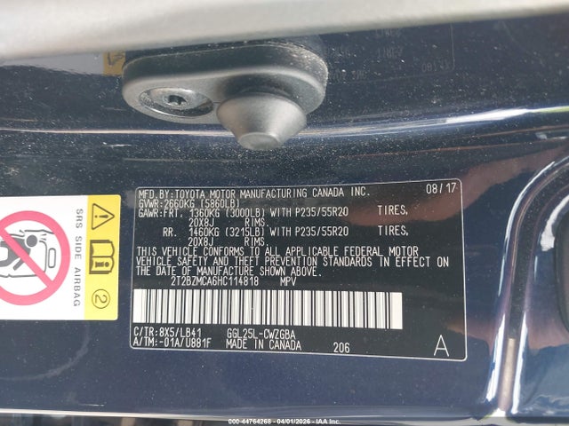 44764268 :رقم المزاد ، 2T2BZMCA6HC114818 vin ، 2017 Lexus Rx 350 مزاد بيع