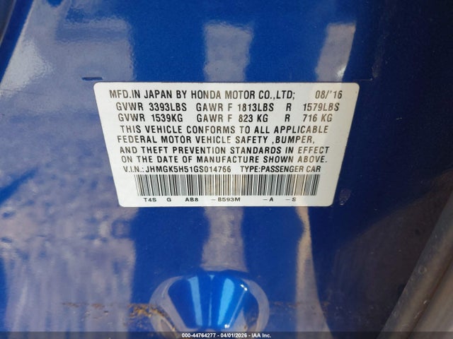 JHMGK5H51GS014766 Honda FIT LX