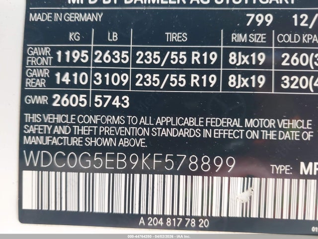 2019 MERCEDES-BENZ GLC 350E WDC0G5EB9KF578899 Photo 8