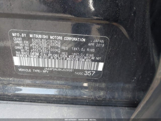 Продаж на аукціоні авто 2019 Mitsubishi Outlander Sport 2.0 Es, vin: JA4AP3AU9KU029361, номер лоту: 44764301