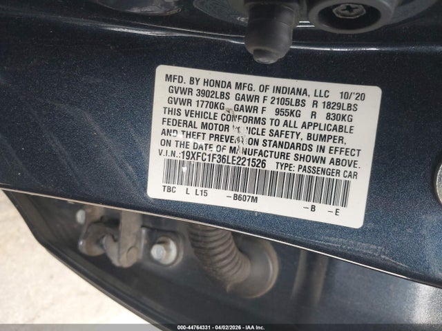 Honda CIVIC EX 2020 19XFC1F36LE221526 Image 9