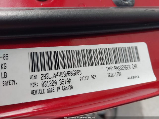 2009 Dodge Challenger Se მანქანა იყიდება აუქციონზე, vin: 2B3LJ44V59H606685, აუქციონის ნომერი: 44764356
