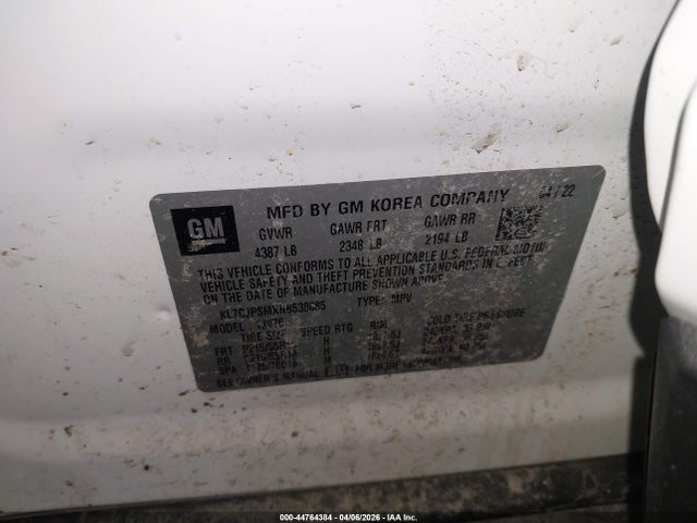 Aukcja sprzedaży 2022 Chevrolet Trax Awd Lt, vin: KL7CJPSMXNB538085, numer aukcji: 44764384