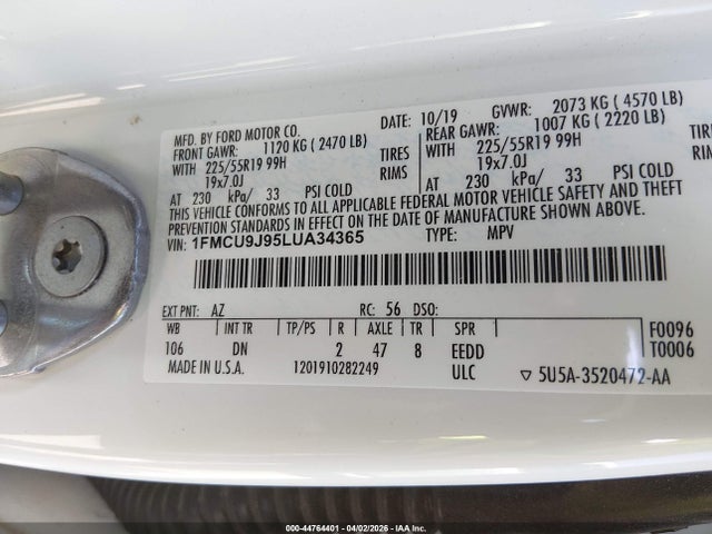 Ford Escape Titanium 2020 1FMCU9J95LUA34365 Image 9