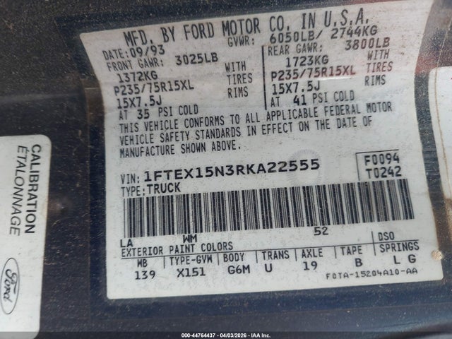 1994 FORD F150 1FTEX15N3RKA22555 Photo 8
