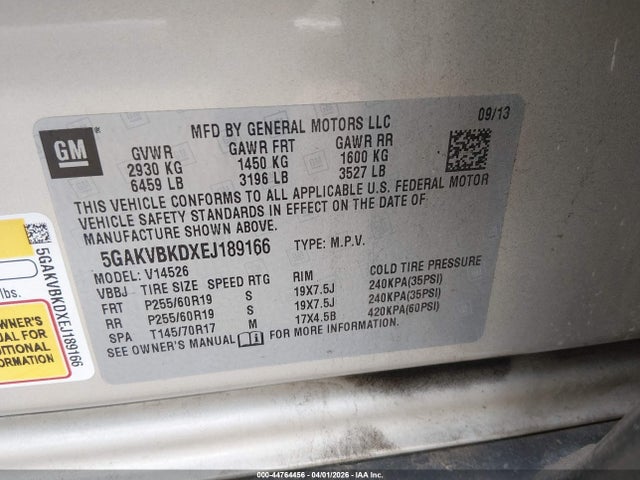 Продажа на аукционе авто 2014 Buick Enclave Leather, vin: 5GAKVBKDXEJ189166, номер лота: 44764456