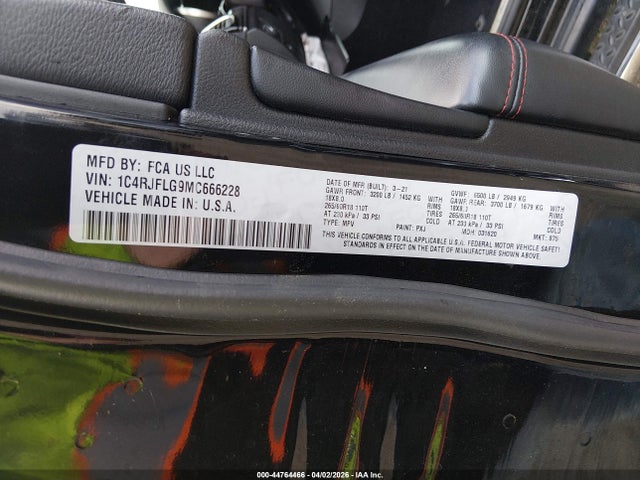 Aukcja sprzedaży 2021 Jeep Grand Cherokee Trailhawk 4x4, vin: 1C4RJFLG9MC666228, numer aukcji: 44764466
