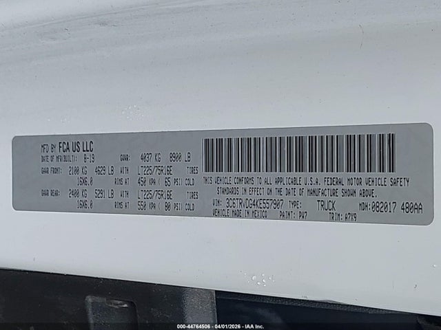 Продаж на аукціоні авто 2019 Ram Promaster 2500 High Roof 159 Wb, vin: 3C6TRVDG4KE557907, номер лоту: 44764506