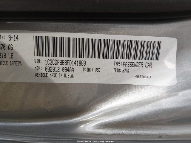 Продаж на аукціоні авто 2015 Dodge Dart Sxt, vin: 1C3CDFBB8FD141889, номер лоту: 44764519
