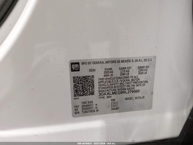 Продажа на аукционе авто 2024 Gmc Terrain Fwd Sle, vin: 3GKALMEG9RL279560, номер лота: 44764531