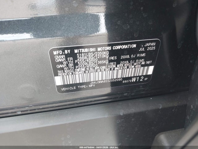 Продаж на аукціоні авто 2025 Mitsubishi Outlander Sel 2.5 2wd, vin: JA4J3WA85SZ052090, номер лоту: 44764544