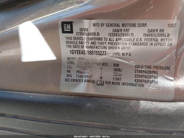 Aukcja sprzedaży 2008 Cadillac Srx V6, vin: 1GYEE437880155277, numer aukcji: 44764581