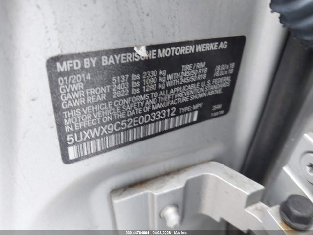 Aukcja sprzedaży 2014 Bmw X3 Xdrive28i, vin: 5UXWX9C52E0D33312, numer aukcji: 44764604