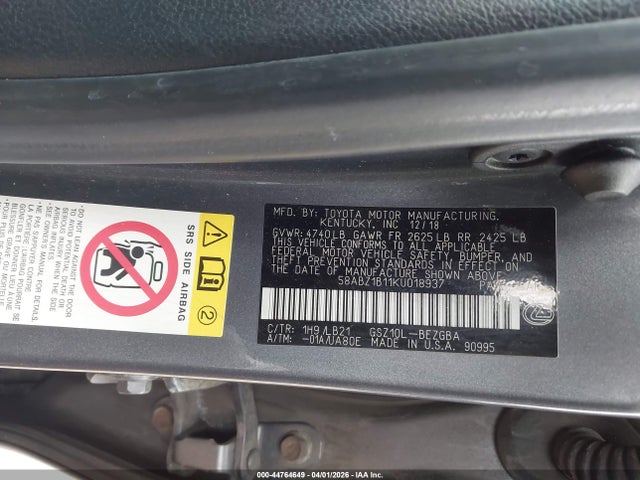 Продажа на аукционе авто 2019 Lexus Es 350 Luxury, vin: 58ABZ1B11KU018937, номер лота: 44764649