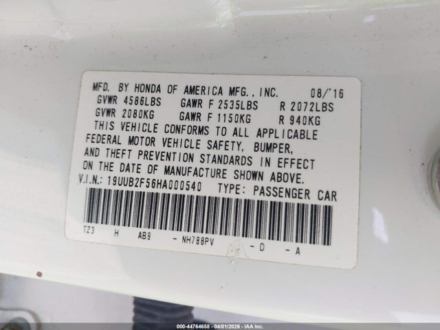 19UUB2F56HA000540 Acura Tlx Technology Package