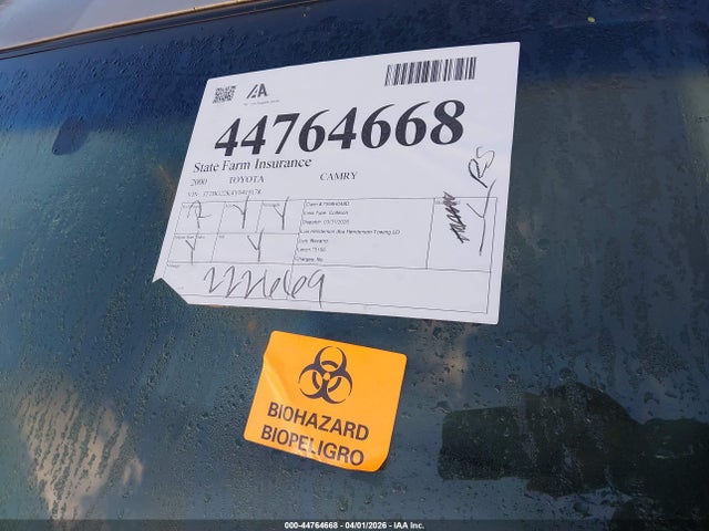 Aukcja sprzedaży 2000 Toyota Camry Le, vin: JT2BG22K4Y0419178, numer aukcji: 44764668