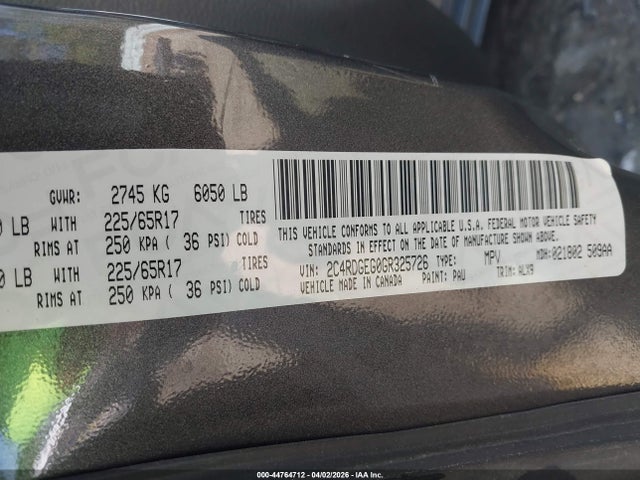 Продажа на аукционе авто 2016 Dodge Grand Caravan R/t, vin: 2C4RDGEG0GR325726, номер лота: 44764712