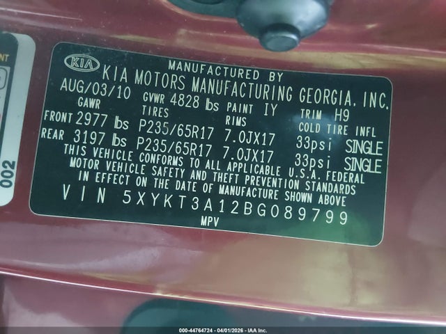 2011 KIA SORENTO 5XYKT3A12BG089799 Photo 8