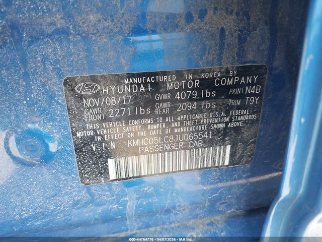 44764776 :رقم المزاد ، KMHC05LC8JU065541 vin ، 2018 Hyundai Ioniq Hybrid Limited مزاد بيع