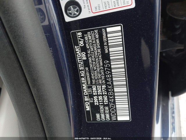 2019 Mercedes-benz E 300 4matic მანქანა იყიდება აუქციონზე, vin: WDDZF4KB6KA489759, აუქციონის ნომერი: 44764779