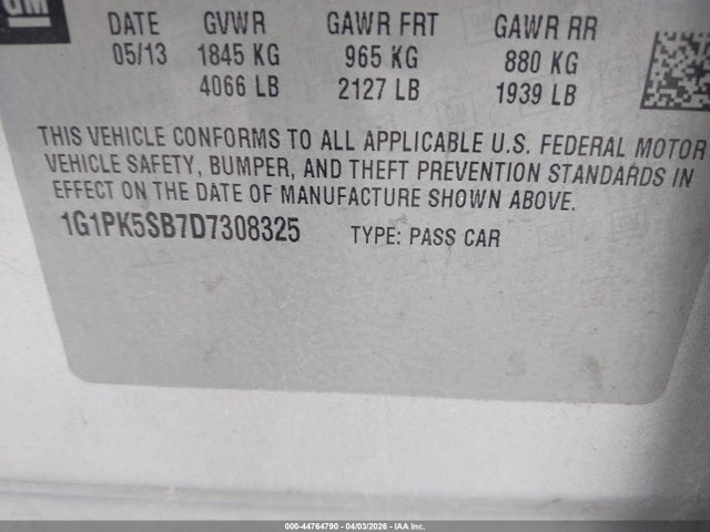 2013 CHEVROLET CRUZE 1G1PK5SB7D7308325 Photo 8