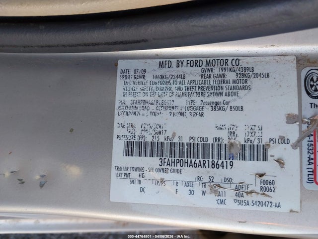 2010 FORD FUSION 3FAHP0HA6AR186419 Photo 8