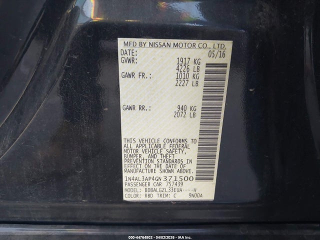 Nissan Altima 2.5 S 2016 1N4AL3AP4GN371500 Image 9