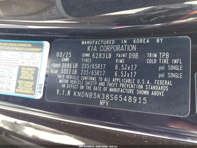 KIA Carnival Mpv Lxs 2025 KNDNB5K38S6548915 Image 9