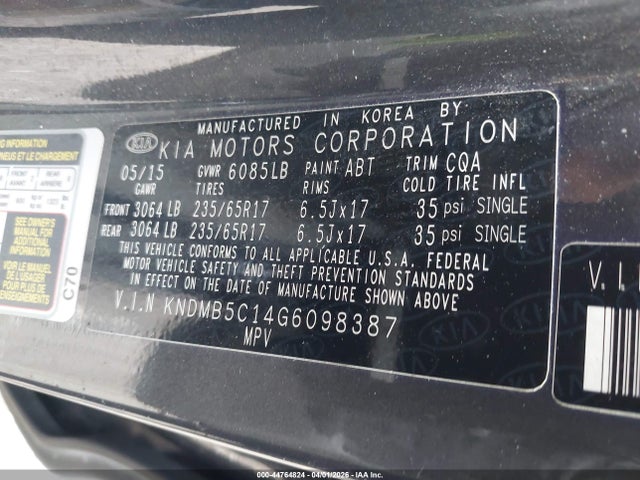 Aukcja sprzedaży 2016 Kia Sedona Lx, vin: KNDMB5C14G6098387, numer aukcji: 44764824