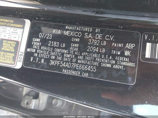 Продаж на аукціоні авто 2023 Kia Forte Gt-line, vin: 3KPF54AD7PE666455, номер лоту: 44764828