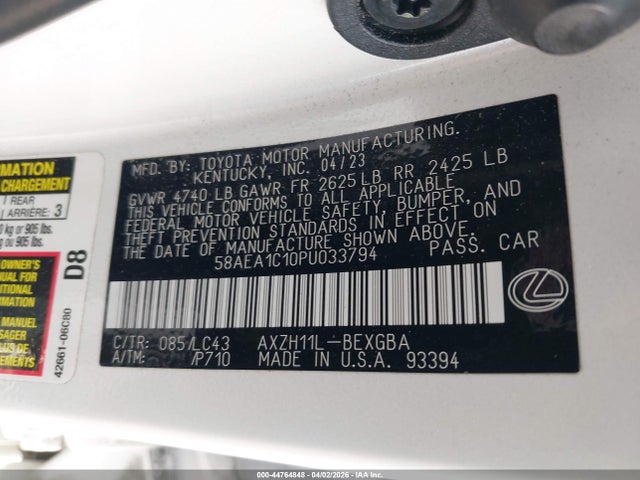 Продажа на аукционе авто 2023 Lexus Es 300h Luxury, vin: 58AEA1C10PU033794, номер лота: 44764848