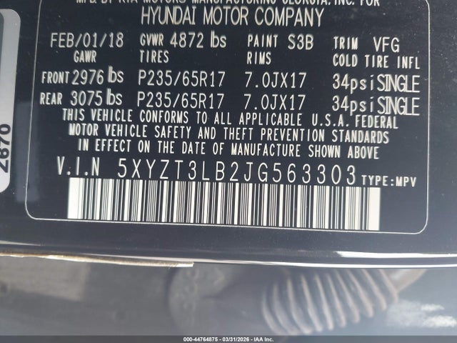 2018 HYUNDAI SANTA FE SPORT 5XYZT3LB2JG563303 Photo 8