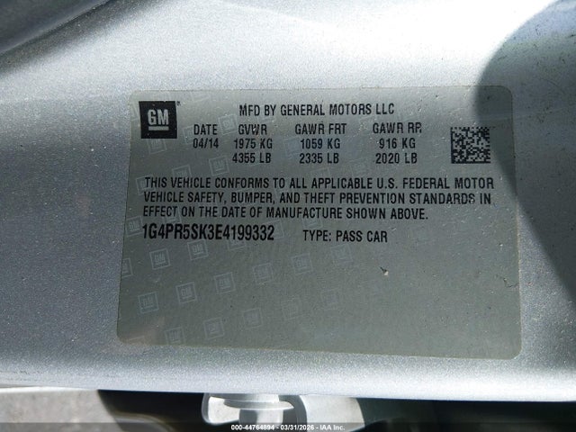 Aukcja sprzedaży 2014 Buick Verano Convenience Group, vin: 1G4PR5SK3E4199332, numer aukcji: 44764894