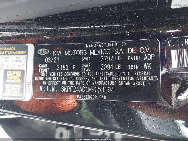 KIA Forte Lxs 2021 3KPF24AD1ME353194 Image 9