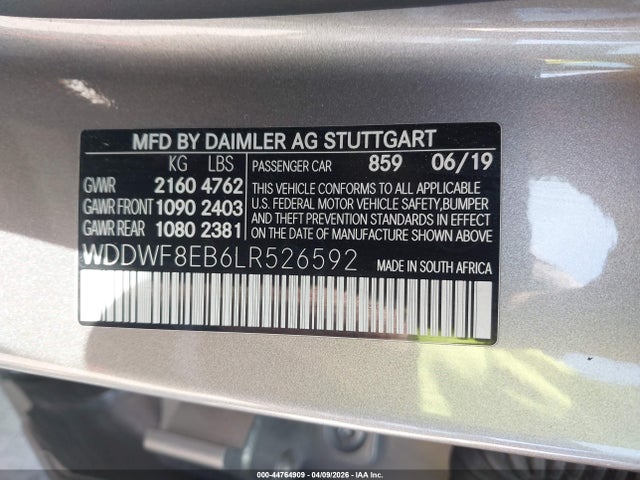 Продажа на аукционе авто 2020 Mercedes-benz C 300 4matic, vin: WDDWF8EB6LR526592, номер лота: 44764909