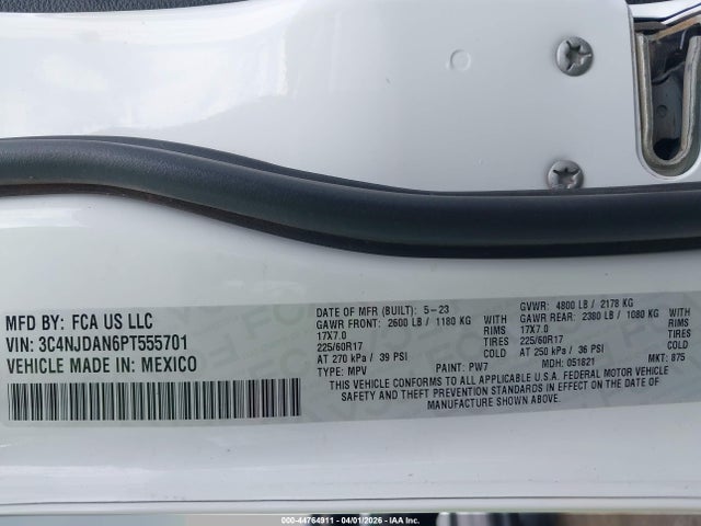 Продаж на аукціоні авто 2023 Jeep Compass Sport 4x4, vin: 3C4NJDAN6PT555701, номер лоту: 44764911