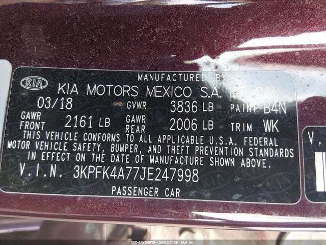 Aukcja sprzedaży 2018 Kia Forte Lx, vin: 3KPFK4A77JE247998, numer aukcji: 44764928