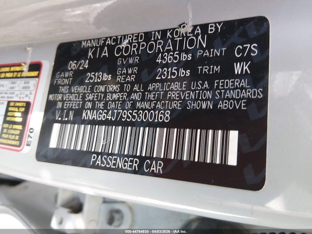 Продажа на аукционе авто 2025 Kia K5 Gt-line, vin: KNAG64J79S5300168, номер лота: 44764930