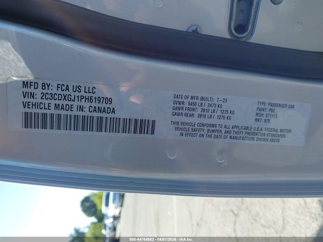 2023 Dodge Charger Scat Pack მანქანა იყიდება აუქციონზე, vin: 2C3CDXGJ1PH619709, აუქციონის ნომერი: 44764982