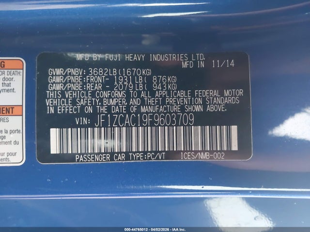 Subaru Brz Limited 2015 JF1ZCAC19F9603709 Image 9