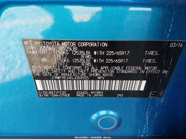 Toyota Rav4 Xle 2016 JTMWFREV4GJ084555 Image 9